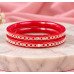 Red Blossom Silver Pola Bangles