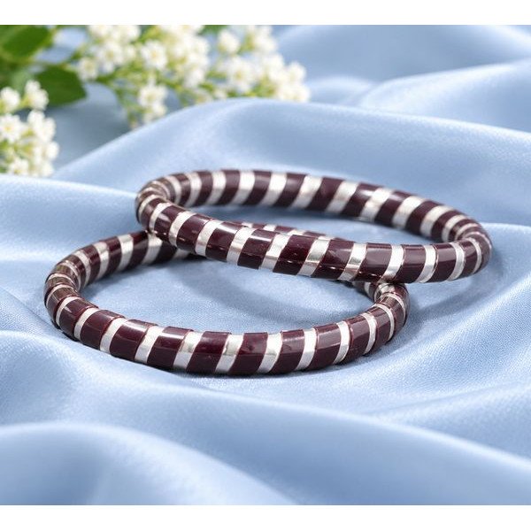 Classic Maroon Silver Stripe Bangle