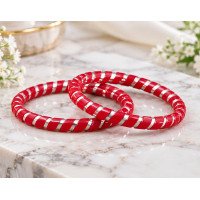 Elegant Maroon Silver Line Bangle