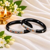 Designer Maroon Silver Spiral Bangle