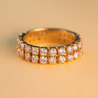 Two-Line Sparkle Gold Ring