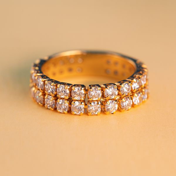 Two-Line Sparkle Gold Ring