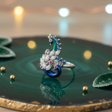 Colorful Peacock Crystal Ring