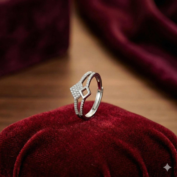 Sleek Square Pavé Ring