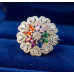 Multicolor Marquise Flower Diamond Ring