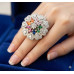 Multicolor Marquise Flower Diamond Ring