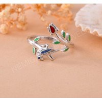 Floral Charm Crystal Ring