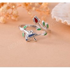 Floral Charm Crystal Ring