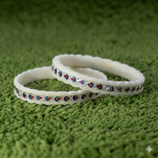 Pearl White Enamel Kada Set