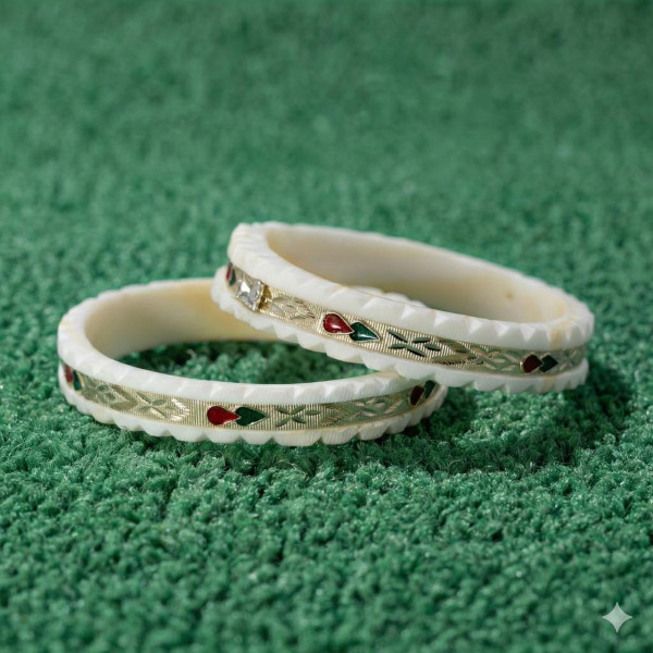 Ivory Petal Meenakari Bangles