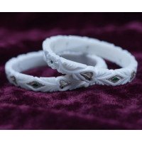 Ruby Emerald Charm Silver Bangle