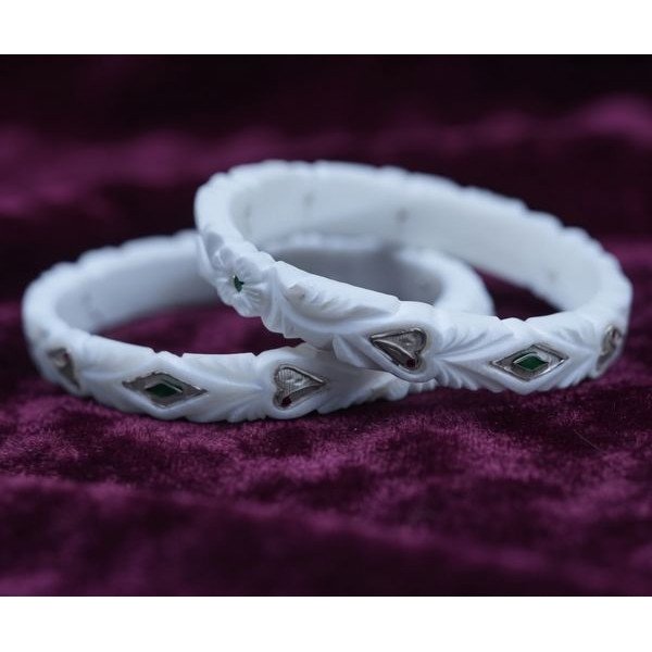 Ruby Emerald Charm Silver Bangle
