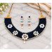 Royal Blue Beaded Meenakari Floral Choker Set