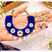 Royal Blue Beaded Floral Choker Set with Drop Earrings