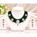 Royal Emerald Green Beaded Floral Choker Necklace Set