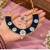 Royal Blue Beaded Meenakari Floral Choker Set