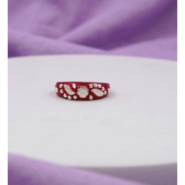 Crimson Bloom Charm Ring
