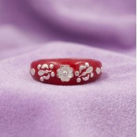 Crimson Crystal Bloom Ring