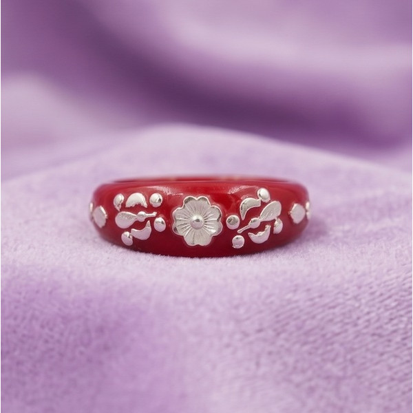 Crimson Crystal Bloom Ring