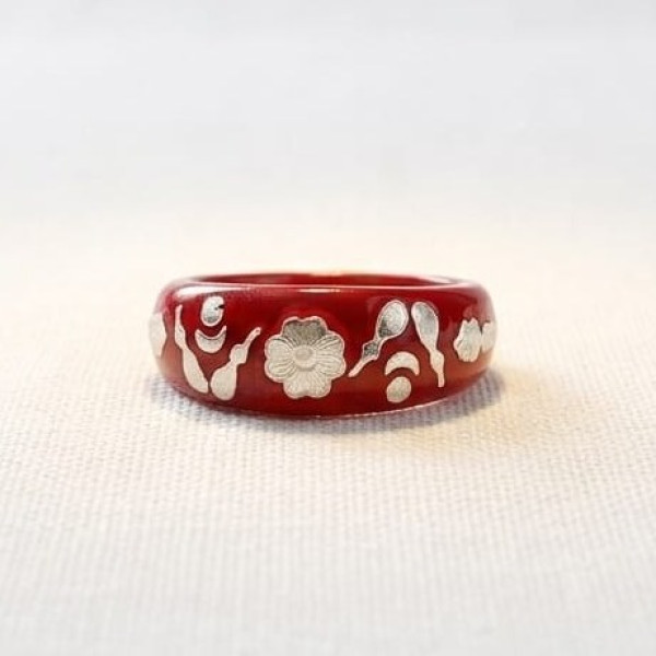 Crimson Bloom Floral Ring