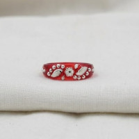 Crimson Sparkle Charm Ring